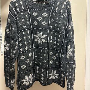 Gray and White Patterned Sweater